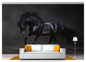 Papel De Parede Animais Cavalo Preto 3D Anm106