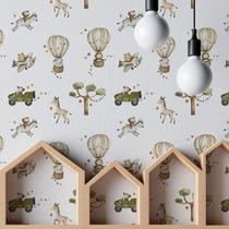 Papel de parede Animais infantil Decorativo Aquarela Clara balões Quarto menino Lavavel 9m