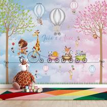 Papel de Parede Animais na corda Menino e Menina
