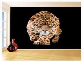 Papel De Parede Animais Onça Caminhando Preto 3,5M Anm544 Papel De Parede Animais Onça Caminhando Preto 3,5M Anm544