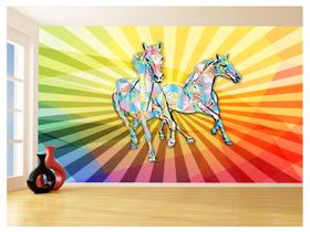 Papel De Parede Animais Pop Art Cavalos Cores 3,5M Pxa357