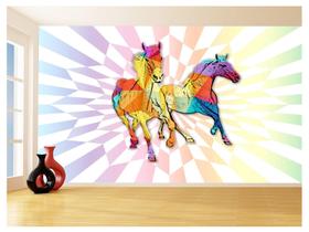 Papel De Parede Animais Pop Art Cavalos Cores 3,5M Pxa360