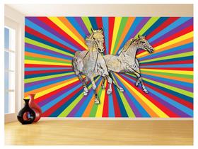 Papel De Parede Animais Pop Art Cavalos Cores 3,5M Pxa365