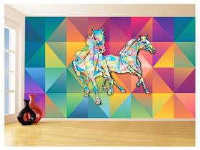 Papel De Parede Animais Pop Art Cavalos Cores 3,5M Pxa368