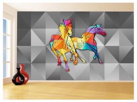 Papel De Parede Animais Pop Art Cavalos Cores 3,5M Pxa380