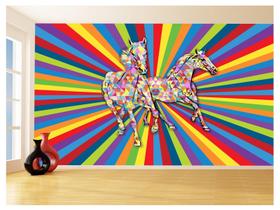 Papel De Parede Animais Pop Art Cavalos PXA366 1,75X2,0M