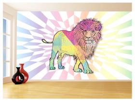 Papel De Parede Animais Pop Art Leão Rei Selva 3,5M Pxa38
