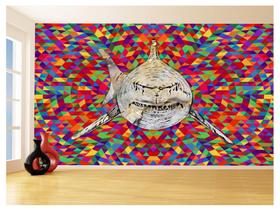 Papel De Parede Animais Pop Art Tubarão Cores 3,5M Pxa536