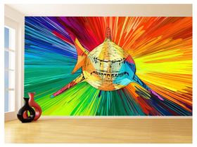 Papel De Parede Animais Pop Art Tubarão Cores 3,5M Pxa546
