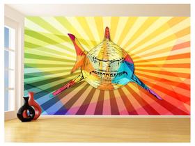 Papel De Parede Animais Pop Art Tubarão Cores 3,5M Pxa549