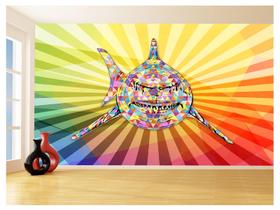 Papel De Parede Animais Pop Art Tubarão Cores 3,5M Pxa550