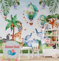 Papel de Parede Animais SAFARI na Selva Infantil Menino M² BN 11