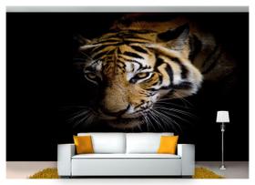 Papel De Parede Animais Tigre Rosto Cores 3D Anm96