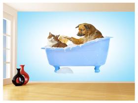 Papel De Parede Animal Cão Petshop Banho Tosa 3,5M Anm407
