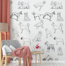 Papel De Parede Animal Print Desenho De Cachorros-60X300Cm