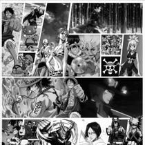 Papel de Parede Anime Manga Personagens Cores Preto e Branco PPDIN190 3,00M X 0,50M