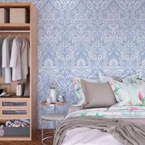 Papel de Parede Arabesco Azul Floral