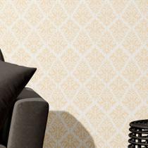 Papel De Parede Arabesco Bege e Branco Adesivo Vinílico Lavável