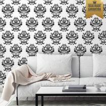Papel de parede arabesco preto e branco