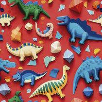 Papel de Parede Auto Adesivo Infantil Vermelho Dinossauro Colorido Decorado Lavavel Vinilico 9m
