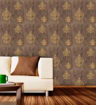 Papel de Parede Auto Adesivo Lavável Cimento Queimado C0007 Arabesco Dourado Papel de Parede Auto Adesivo Lavável Cimento Queimado C0007 Arabesco Dourado