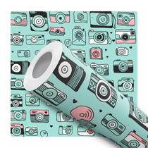 Papel De Parede Auto Adesivo Lavável Infantil Câmera Polaroide Vintage Quarto Sala Cozinha