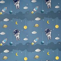 Papel de parede autoadesivo astronauta e foguete no espaço 45x500 Papel de parede autoadesivo astronauta e foguete no espaço 45x500