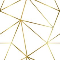 Papel de parede autoadesivo geométrico off white com dourado 45x500