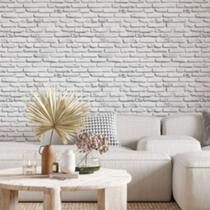 Papel de Parede Autoadesivo Premium 5 Metros Tijolinho Branco 3D Sala Quarto 5m x 45cm