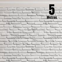 Papel de Parede Autoadesivo Premium ROLO 5m Tijolinho Branco 3D Sala Quarto