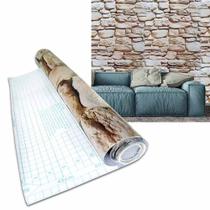 Papel de Parede Autoadesivo Vinilico Canjiquinha Pedra Rolo Lavavel Fosco Decorativo