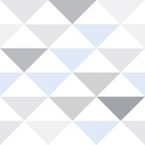 Papel de Parede Autoadesivo Vinilico Reforma Geométrico Triângulo Cinza Azul Quarto Menino