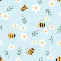 Papel de Parede Autoadesivo Vinilico Reforma Margarida Abelha Natureza Infantil Delicado Maternidade Quarto Bebê
