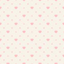 Papel de Parede Autoadesivo Vinílico Reforma Quarto Infantil Bebê Coração Rosa Bege Delicado Fofo