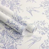 Papel de Parede Autoadesivo Vintage Floral com Pássaros Froluya 43x300cm