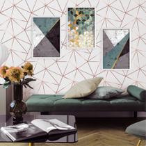 Papel de Parede Autocolante Geométrico Fendi Zara Rose Fundo Off White 310x58cm