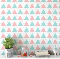 Papel de Parede Autocolante Para Quarto E Sala Infantil Triângulos Coloridos E Pontinhos 1 Metro Papel de Parede Autocolante Para Quarto E Sala Infantil Triângulos Coloridos E Pontinhos 1 Metro