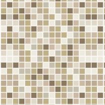 Papel de Parede Autocolante Pastilhas Quadriculadas Em Tons De Bege Areia E Cinza Vinil