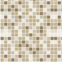 Papel de Parede Autocolante Pastilhas Quadriculadas Em Tons De Bege Areia E Cinza Vinil