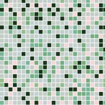 Papel de Parede Autocolante Pastilhas Quadriculadas Em Tons De Verde Escuro, Cinza, Rosa Claro
