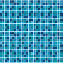 Papel de Parede Autocolante Pastilhas Quadriculadas Vários Tons De Azul Linhas Brancas Vinil