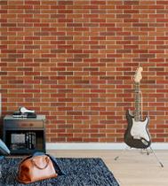 Papel De Parede Autocolante pedras Com tijolos laranja E marrom E Detalhes Bege Para Quarto E Sala