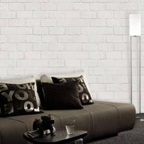 Papel de Parede Autocolante Tijolinho Cinza Claro Decorativo
