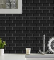 Papel De Parede Autocolante Tijolo Preto 3D