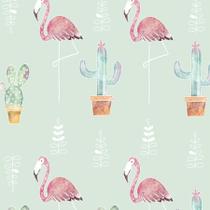 Papel de Parede Autocolante Tropical Flamingos Com Arvores 1 Metro