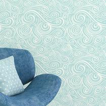 Papel de Parede Azul Ondas Abstrato 2,70x0,57m Papel de Parede Azul Ondas Abstrato 2,70x0,57m