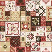 Papel de parede azulejo autocolante vermelho marroquino ref: dpaz43