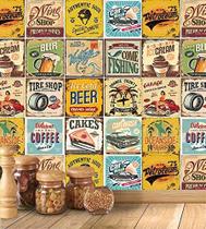 Papel De Parede Azulejo Retro Vintage Autocolante para Cozinha Balcão