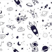 Papel De Parede Baby Astronauta Azul E Branco - 2,50x0,50m