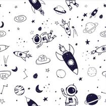 Papel De Parede Baby Astronauta Azul E Branco - 3,00x0,50m